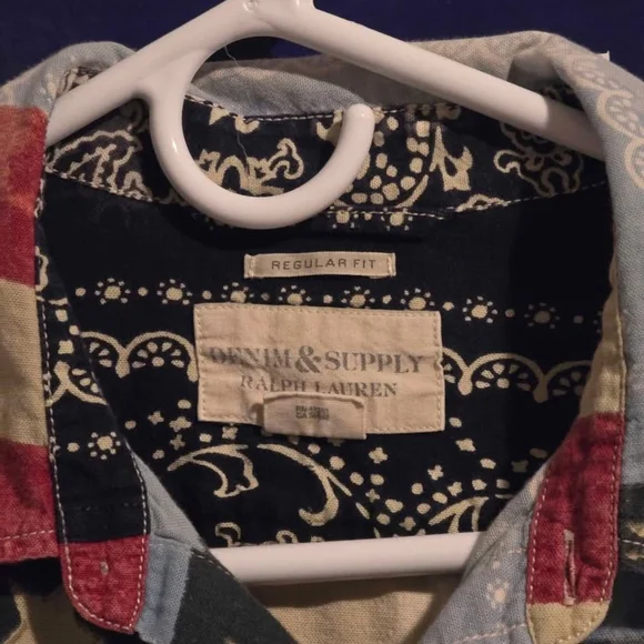 Men's Vintage Ralph Lauren Patchwork American Flag Shirt - Picture 2 of 5